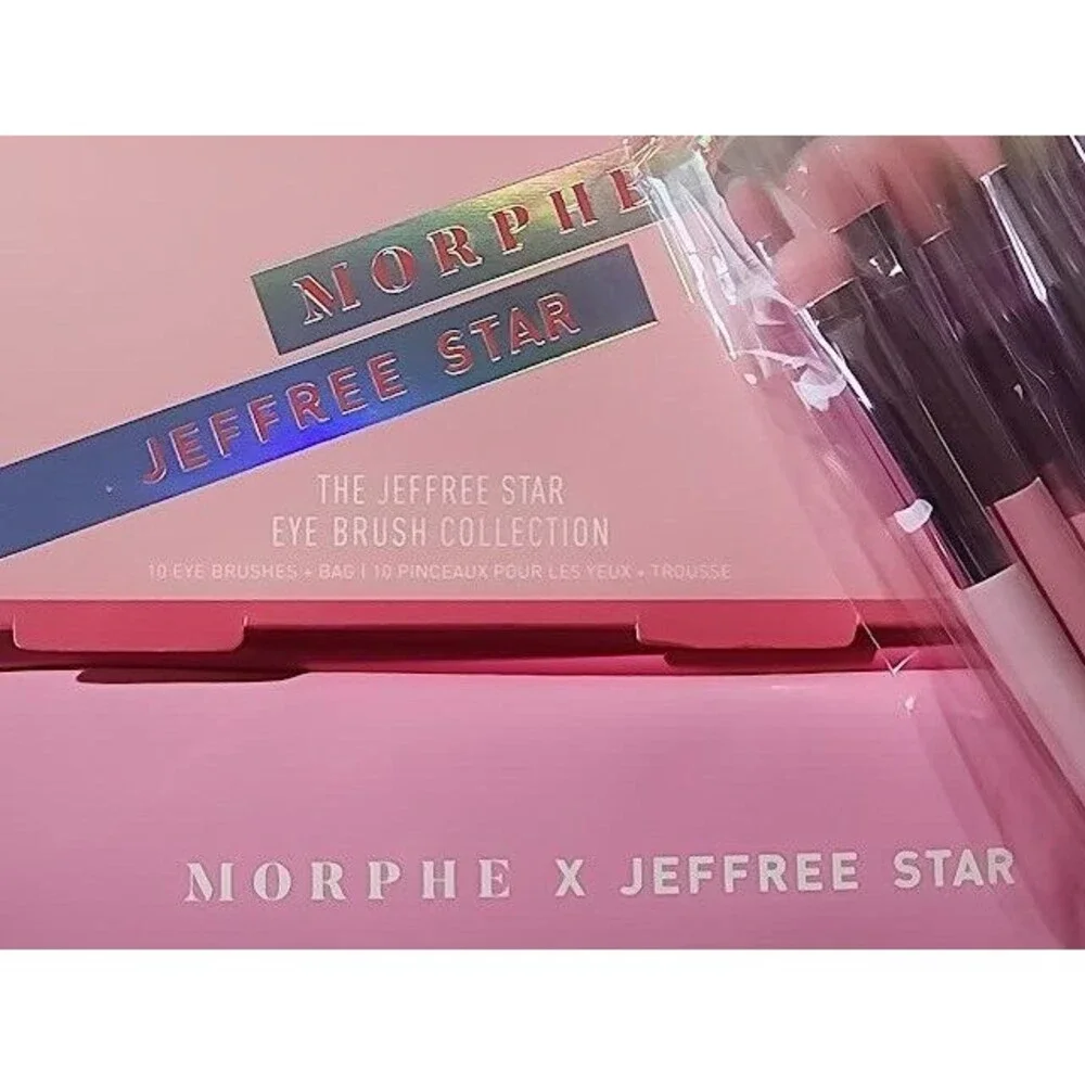 Morphe X Jeffree Star The Eye Brush Collection Case Set of 10 Pink Bag NIP Disc